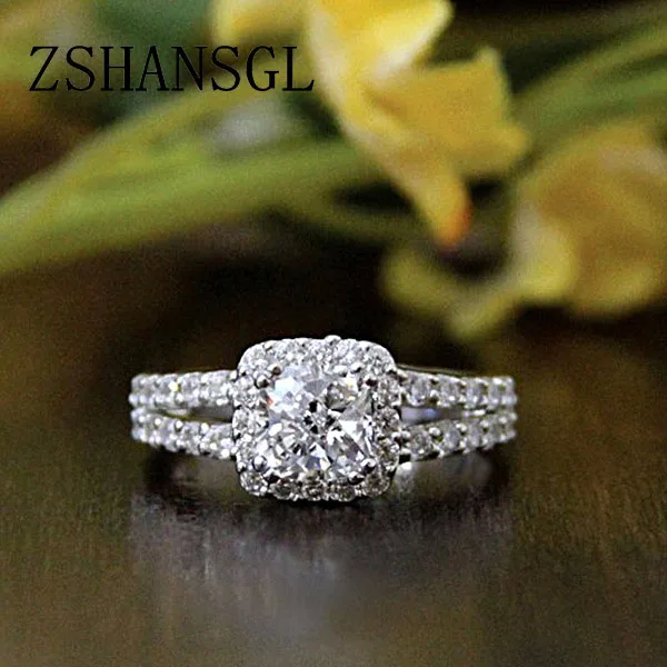 

Luxury 1.5 ct Big Square Cut AAA Zircon Ring with 4 Claw CZ Crystal Rings for Women Fashion Jewelry Female Rings