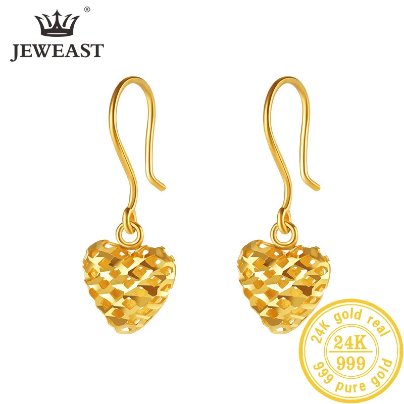 JLZB 24K Pure Gold Earring Real AU 999 Solid Earrings Nice Good Hollow Ball Upscale Trendy Fine Jewelry Hot Sell New 2020 | Украшения и