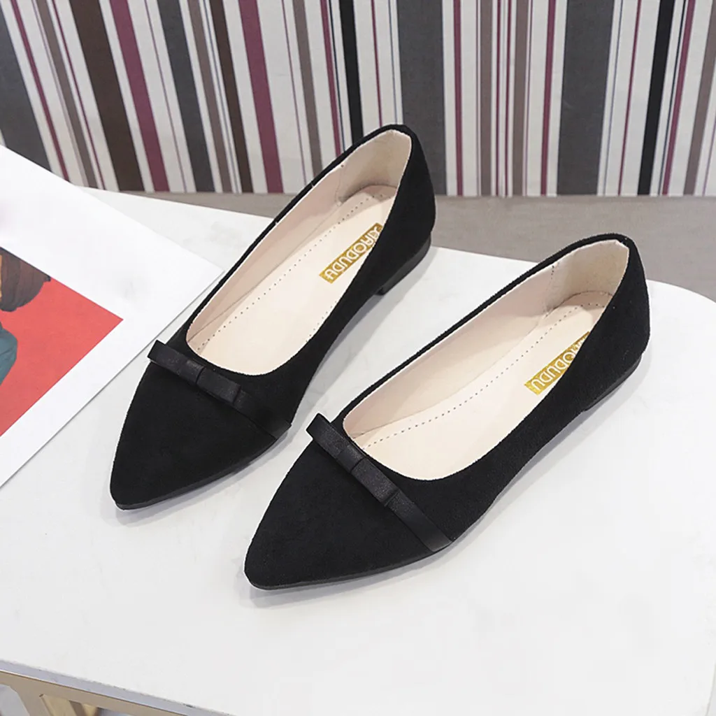 

High Quality Shallow Mouth Women's Shoes Bow Casual Outdoor Party Shoes Flat Peas Shoes Women's Comfort Shoes Calzado Mujer 30