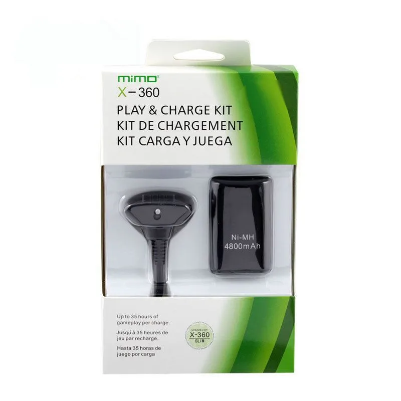 

with retail package 4800mAh Rechargeable Battery Pack for XBOX 360 Wireless Controller + Cable black