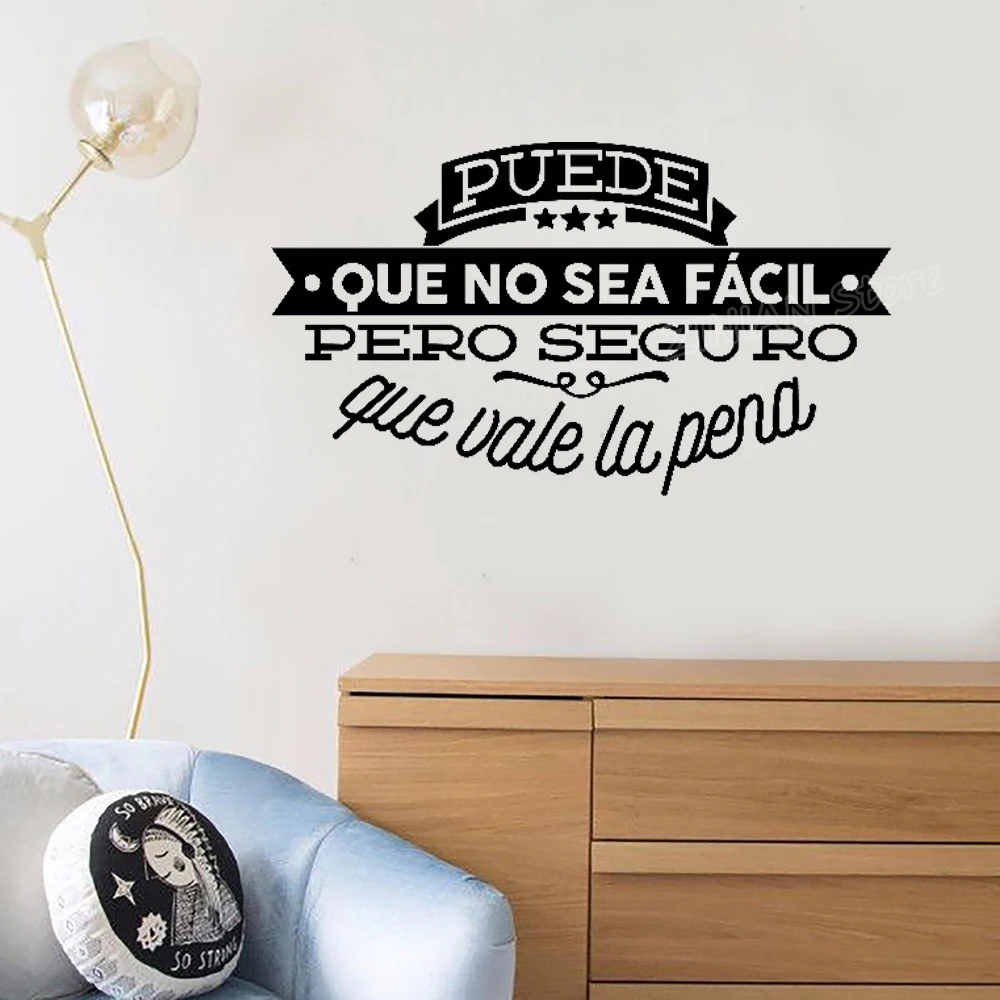 98x56cm Decorative Viny Wall Stickers Spanish Famous Quote Inspiring Phrase Wall Decals Sticker