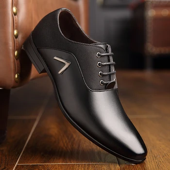 

Men Dress Shoes Formal Leather Luxury Fashion Wedding Business Casual Oxford Big size For Male 2018 New Fashion Shoes Italy