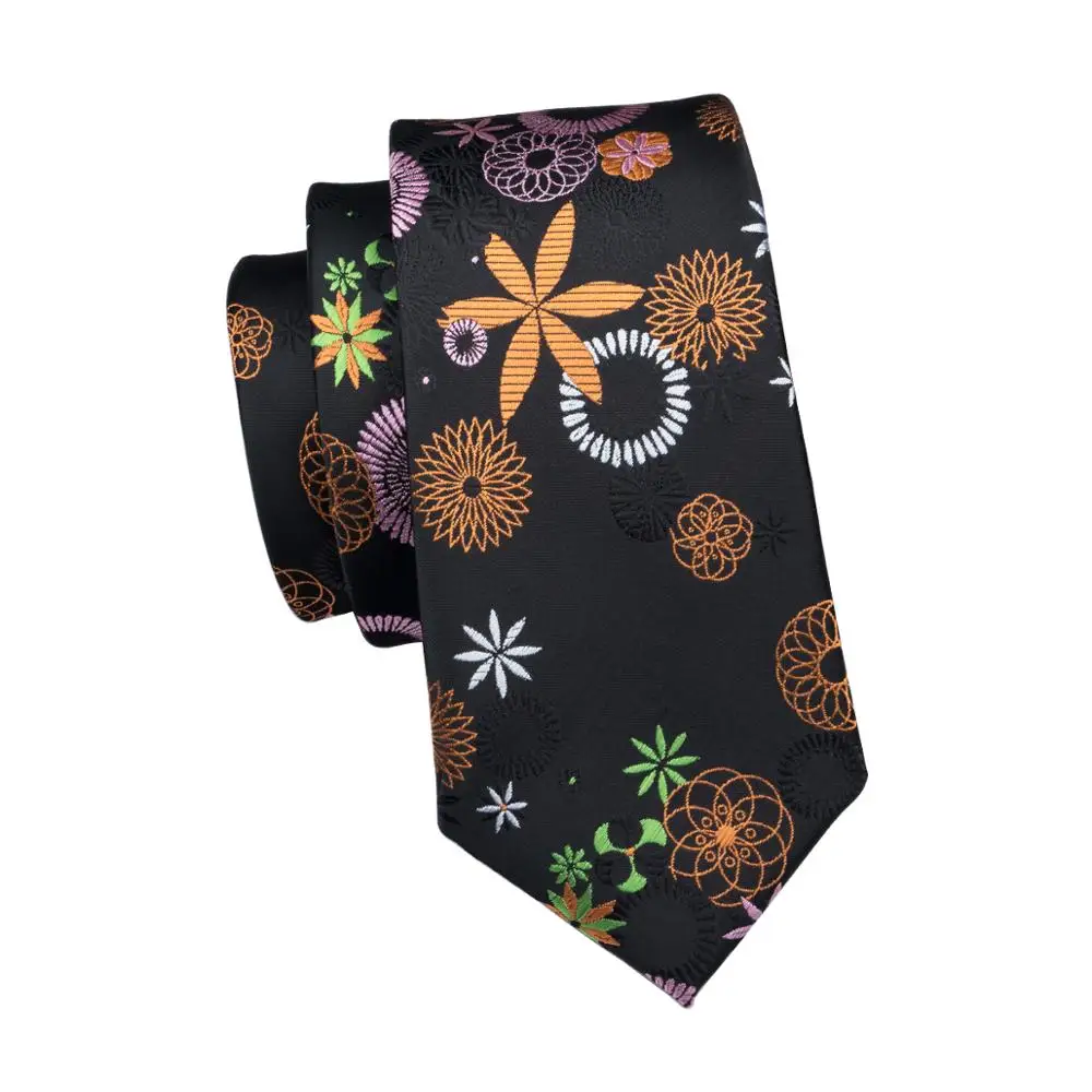 Fa-1676 2018 Новое поступление Для мужчин Галстуки 100% шелк полиэстер черный цветочные Средства ухода за кожей шеи галстук для Для мужчин высокое