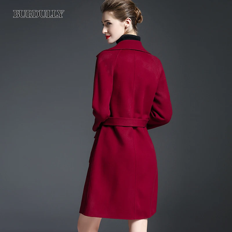 Longue Qualité Taille De L'europe Pardessus Grande Laine Manteau Wine Pour D'hiver Haute Chaud Femmes Khaki Mode En Mince Veste Manteaux Mi Occasionnel Burdully red zPwU5U