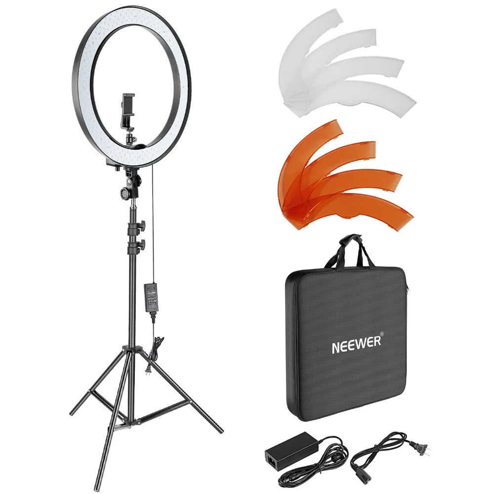 

Neewer 18-inch Outer Dimmable SMD LED Ring Light Lighting Kit with 78.7-inch Light Stand Rotatable Phone Holder Hot Shoe Adapter