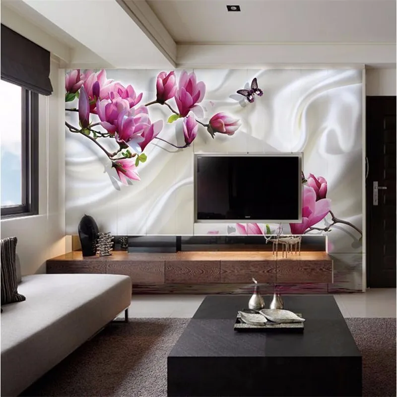photo-wallpaper-wall-painting-modern-art-Romantic-minimalist-green-living-room-sofa-Magnolia-butterfly-large-mural (1)