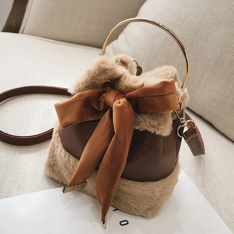 

Free shipping, 2019 new women handbags, casual Korean version shoulder bags, trend wool bucket bag, fashion woman messenger bag.