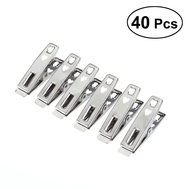 40pcs Stainless Steel Clothes Pegs Metal Clips Socks Clips Clothes Pins