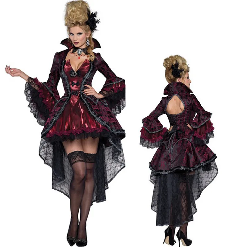 Adult Deluxe Sexy Vampire Queen Witch Costume Halloween Carnival Party Court Queen Earl Vampire Costume Fancy Dress