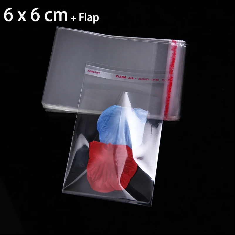 200Pcs/dozen 6 x 6cm Transparent Small Plastic Bag For Candy Package