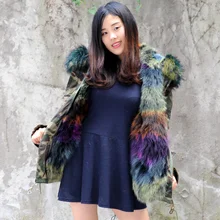 CX-G-P-05C натуральный мех енота меховой воротник подкладка пуховик с мехом лисы с хлопком пальто