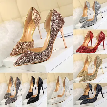

Fashion Women Pumps Extrem Sexy High Heels Women Shoes Thin Heels Female Shoes Wedding Shoes Red Gold Sliver Lady Shoes