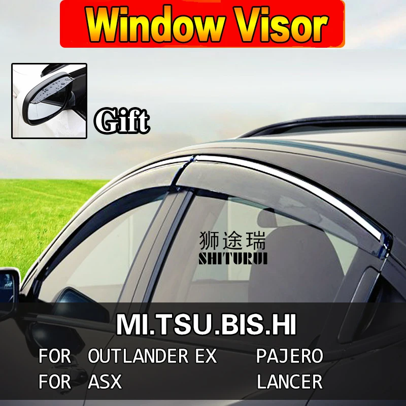 Window Visor Vent Sun Rain Deflector Guard For MITSUBISHI OUTLANDER EX PAJERO V97 V93 V73 V75