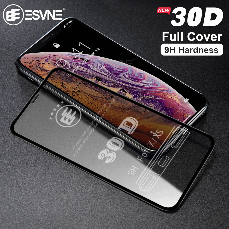 ESVNE полное покрытие 30D закаленное защитное стекло для айфон 6 6s 7 8 Plus стекло на iphone X XS MAX XR защита экрана изогнутый край