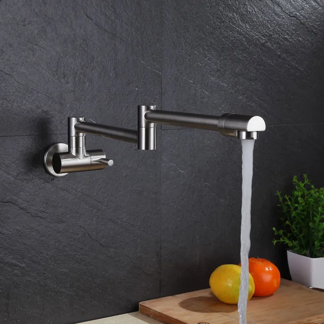 Brushed Copper Single Cold Folding Wall Mounted Basin Faucet Brushed Copper Single Cold Folding Wall Mounted Basin Faucet Washroom Bathroom Tap Outdoor Sink Faucets Rotating Swivel Spout
