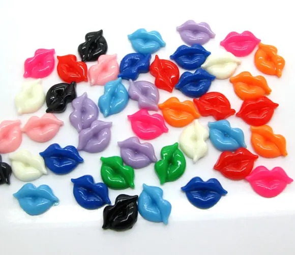 

100Pcs Mixed Resin Lips Beads Decoration Crafts Flatback Cabochon Scrapbooking Fit Phone Embellishments Diy Accessories