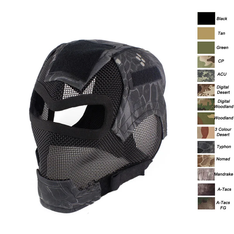 Outdoor Airsoft Shooting Face Protection Gear Double Belt V7 Metal Steel Wire Mesh Full Face Tactical Airsoft Mask - Цвет: Typhoon