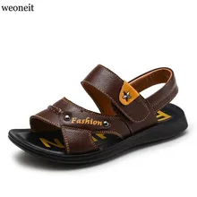 Weoneit/ Детская летняя обувь пляжные сандалии для мальчиков дeтскaя мyжскaя кожаные сандалии обувь для мальчиков Размеры 26-37