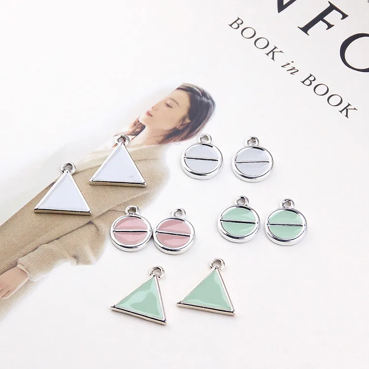 

Enamel Round Geometric Eardrop Charms Diy Handmade Material Pendant Necklace Jewelry Components 6pcs