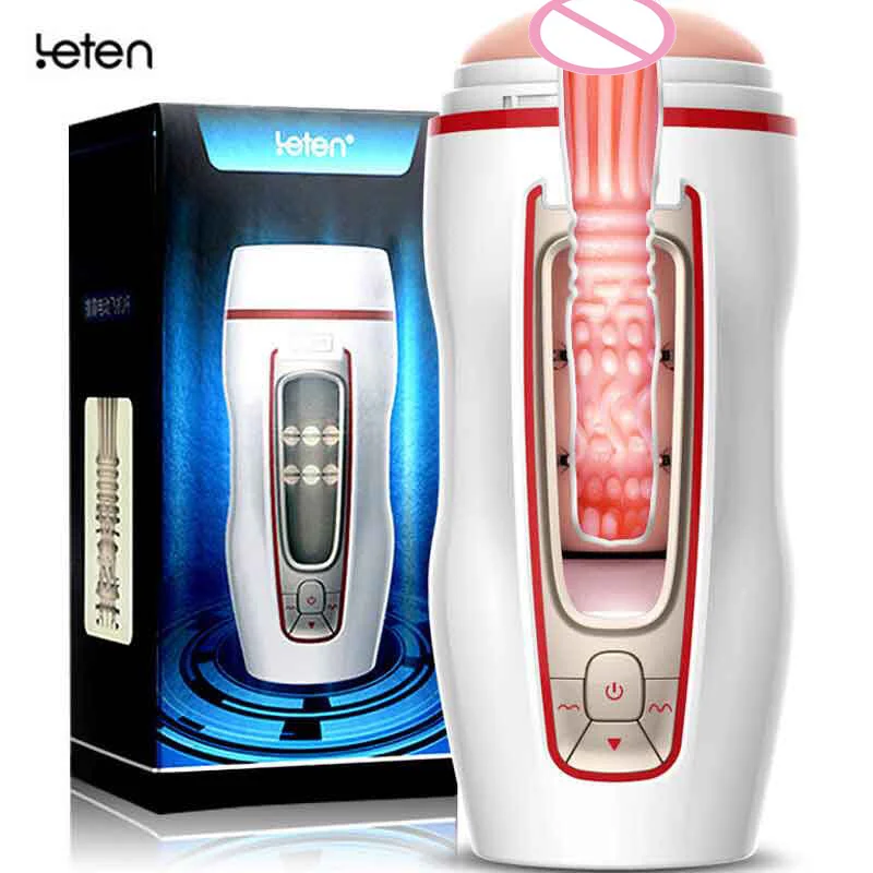 Leten Automatic Super Vagina Cup,Mute,10 Modes Strong Vibrator,Waterproof,Real Vagina Fake Pussy