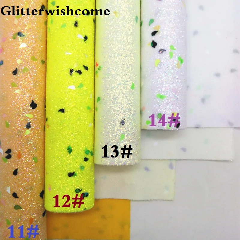 Glitterwishcome 21X29 см A4 Размеры виниловые обои для банты флуоресцентного цвета блестящая кожаная ткань винил для банты, GM220A