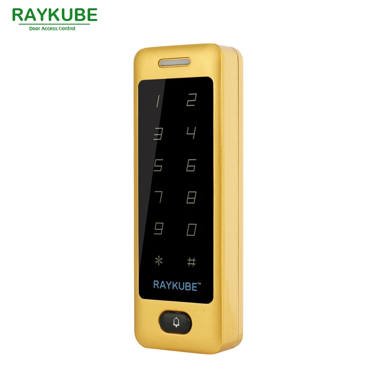 

RAYKUBE Access Control RFID 125HKz Waterproof IPX3 Metal Password Touch Keypad For Door Access Control System R-T04 Glod