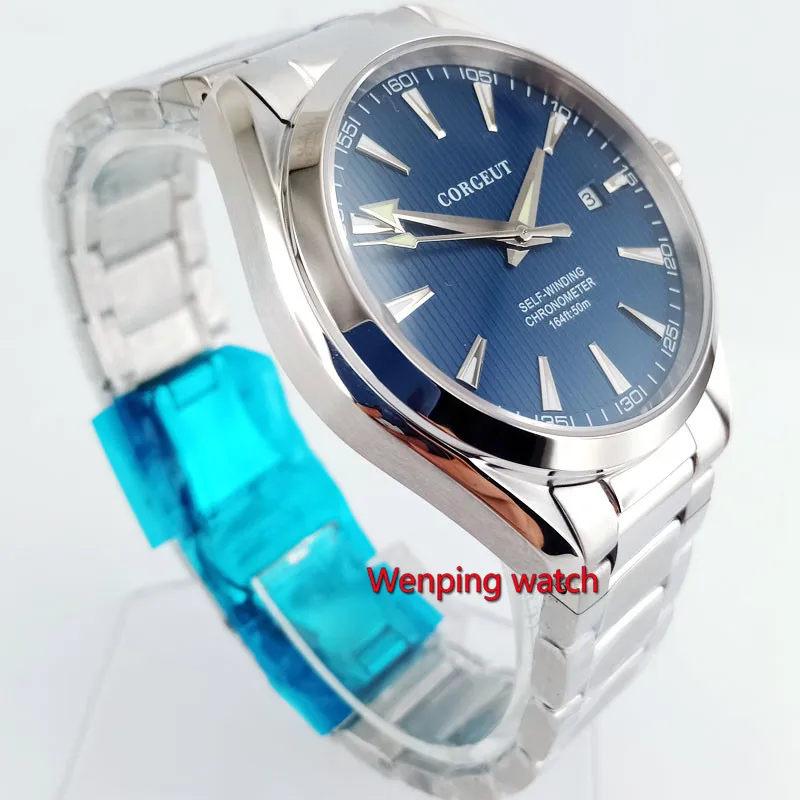 Часы Corgeut 41 мм Saphirglas Blau dial Datum Automatisch Herren W2861