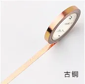 2pcs Paper Decor Diy Craft Glitter Rose Gold Foil Masking Washi Tape Japanese Stationery Sticker Scrapbooking School Supplies - Цвет: Bronze 5mmx5M