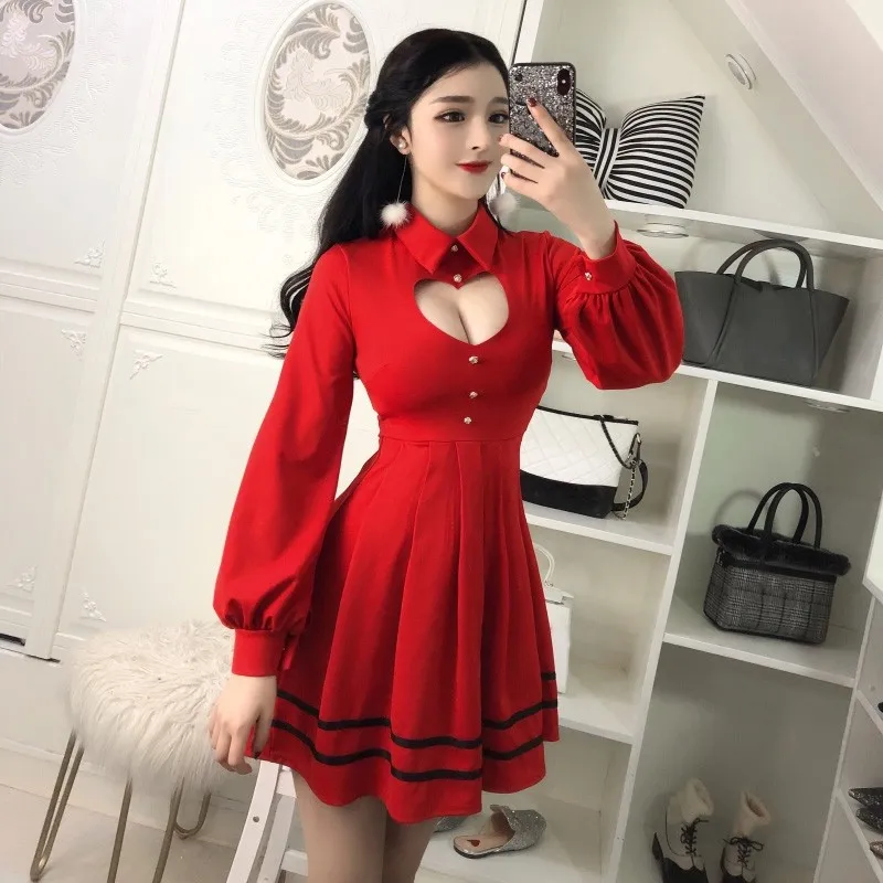 korean red dress