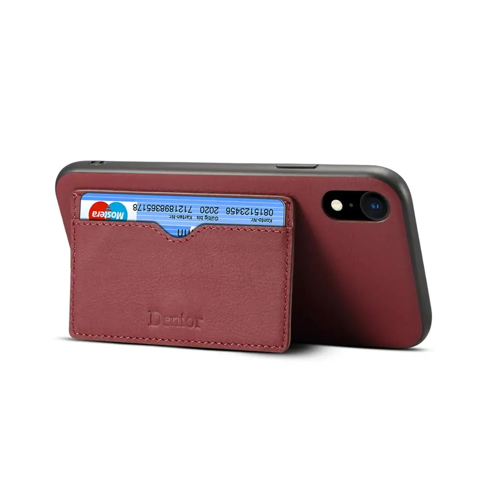 

BuzzLee Genuine Leather Luxury Cowhide Vintage Phone Back Case w/ Card Slot Stand for iPhone Xs Max XR X 8 7 Plus Cover Capa