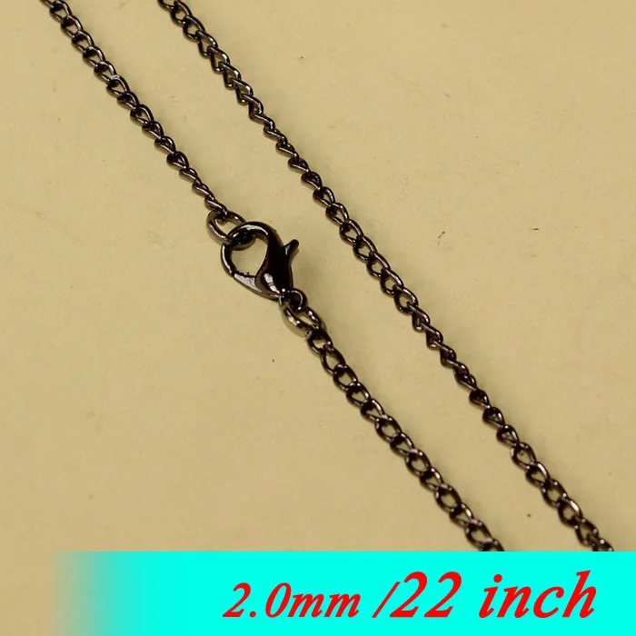 2mm Jewelry Metal Curb Chains With Lobster Clasps 22" Gunmetal Black