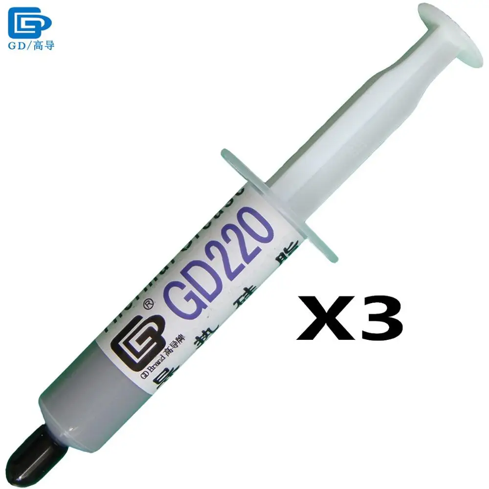 

GD Brand Thermal Conductive Paste Grease Silicone GD220 Heat Sink Compound Plaster 3 Pieces Net Weight 7 Grams Gray For CPU SY7
