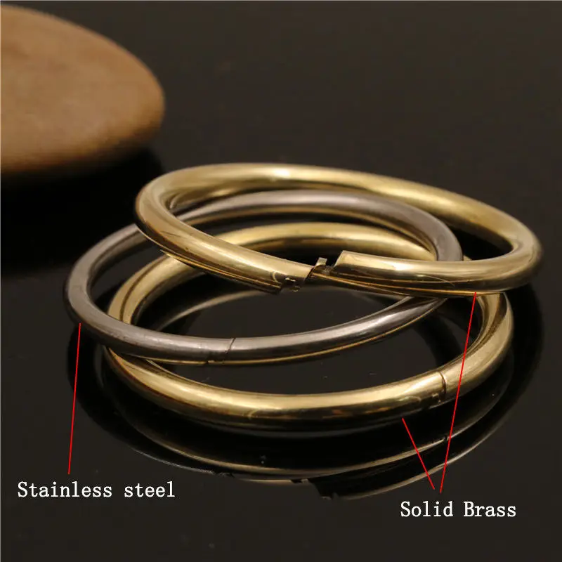 Solid Brass/Stainless Steel Split Lock O Ring Quick Release Keychain Loop S-XL 