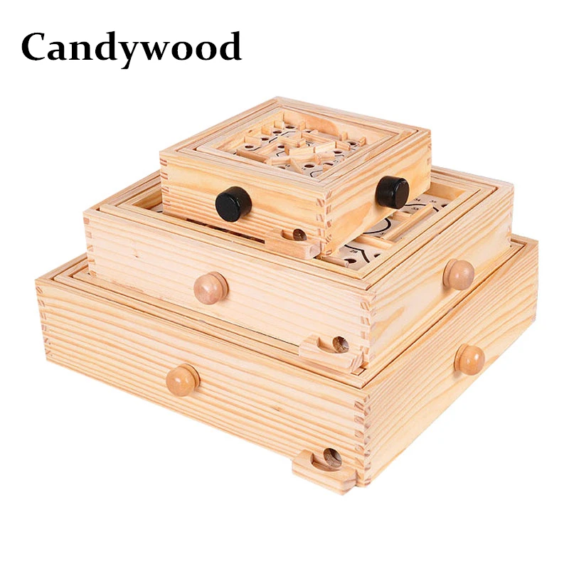 

Candywood 3 Size Wooden intelligence Labyrinth Board Game Ball in Maze Puzzle Educational Toys for Children Adult maze toy gift