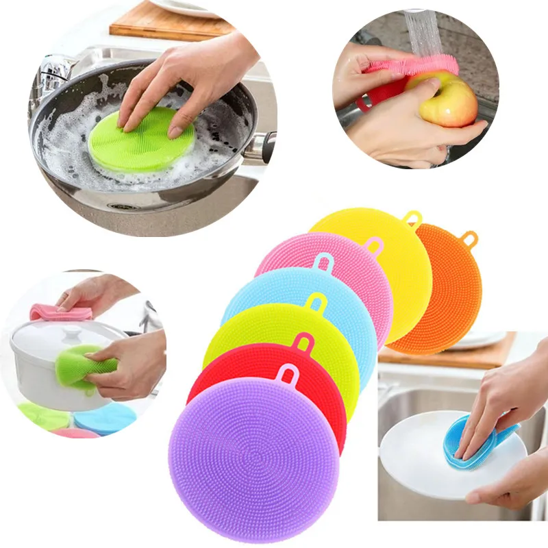 

Multifunction Silicone Dishes Bowl Cleaning Silicone Scouring Pad Vegetables Fruit Cleaner Washing Tool for Babies Dinnerware