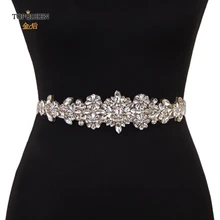 TOPQUEEN S325-G Свадебный ремень Золотой горный хрусталь отделка ремня вечернее платье пояс золотой пояс кристаллы для свадебного платья Пояс Свадебный золотой пояс