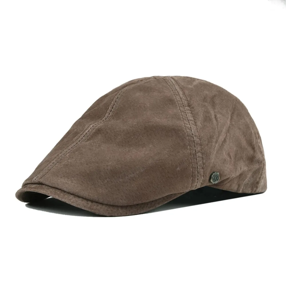 mens leather cabbie hat