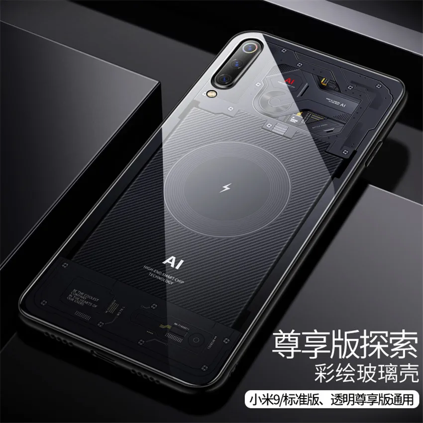 Роскошный чехол из закаленного стекла для Xiaomi mi 9 TPU стекло с мягкими краями чехол для Xiaomi mi 9 mi 9 se чехол Aixuan