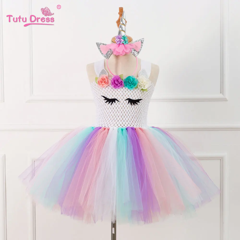 Elegant Colorful Flowers Baby Girls Clothes Birthday Party Dresses