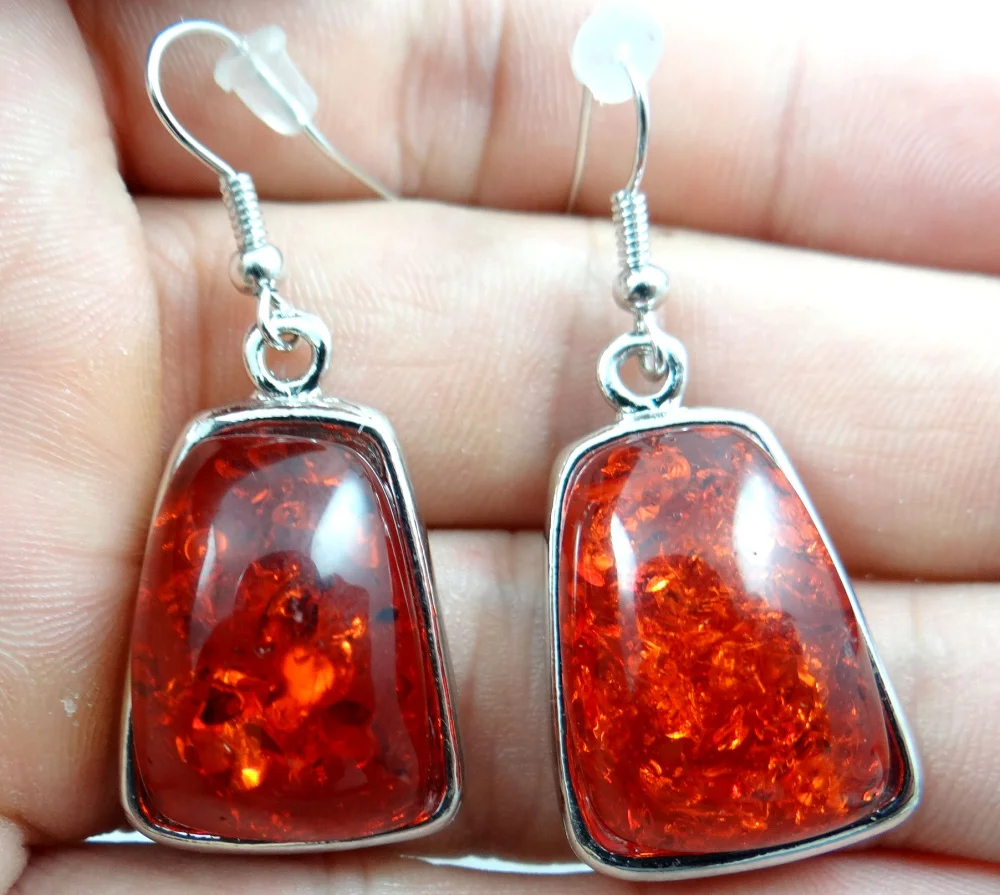

Free shipping 1pair Fashion Precious Modernist TEARDROP GOLDEN HONEY PRESSED AMBERS earring jewellery making C36