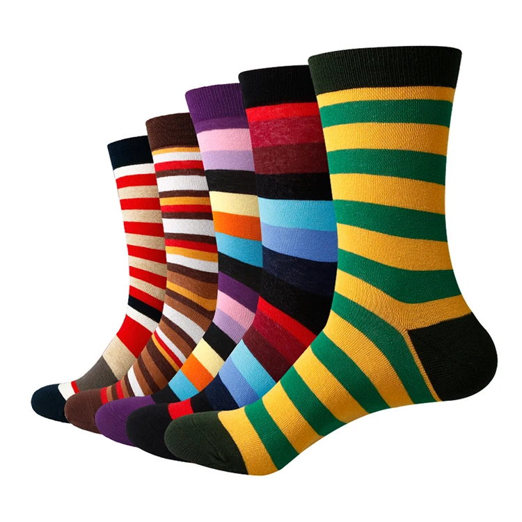 Мужские цветные хлопчатобумажные носки в полоску argyle повседневные носки (5 пар/партия) US 7,5-12