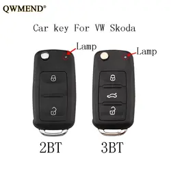 QWMEND 2/3 кнопки складной Автомобильный ключ оболочки Fob для Volkswagen SEAT SKODA 2002-2010 для VW 5K0837202AD 202 AD Автомобильный ключ оболочки