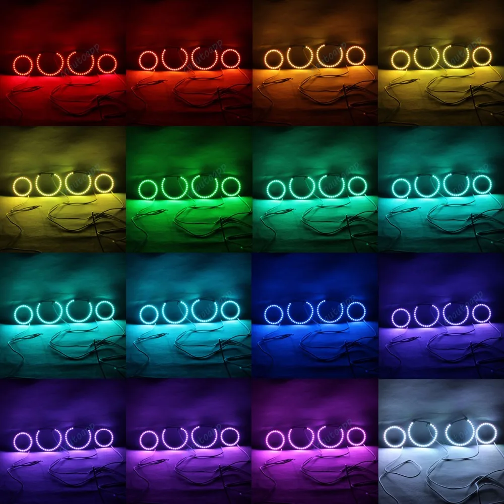 Автомобильные фары ангельские глазки RGB кольцо с ореолом Bluetooth беспроводной