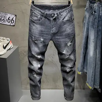 

Men's Fashion Ankle Length Jeans men Slim Jeans Pants Summer Ripped Pencil Pants Trousers Casual Denim Skinny Mens Jeans
