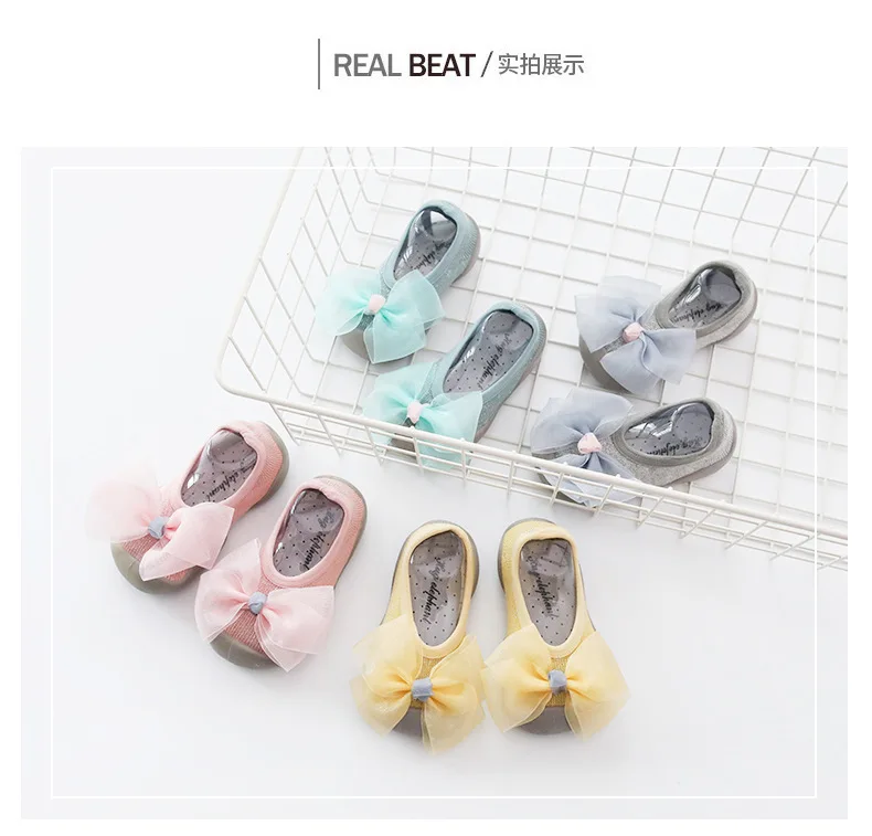 Newborn Boy Girl Anti-slip Socks Baby Anti-skid Soft Socks Baby Lace Bow Socks With Rubber Soles  Toddlers Baby Socks Kids First Walker Warm boy girls First walking slipper Socks (15)
