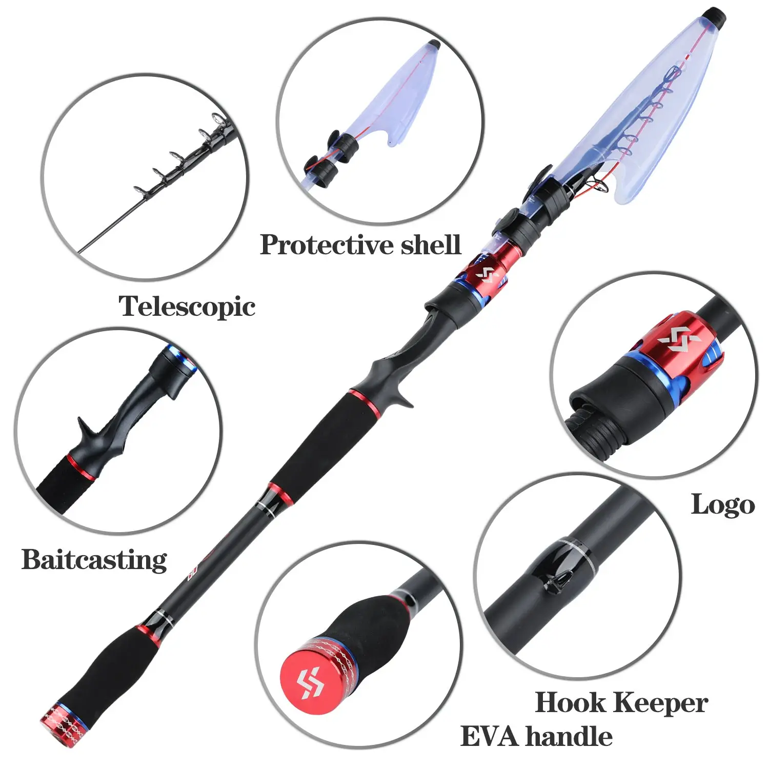 Sougayilang 1.8M 2.1M 2.4M Casting Lure Fishing Rods with 6.3:1 Baitcasting Reel Combo for Travel Freshwater Saltwater Fishing