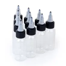 New 10pcs Black Cap Empty Bottles Round For Tattoo Ink Pigment Green Soap 30ml