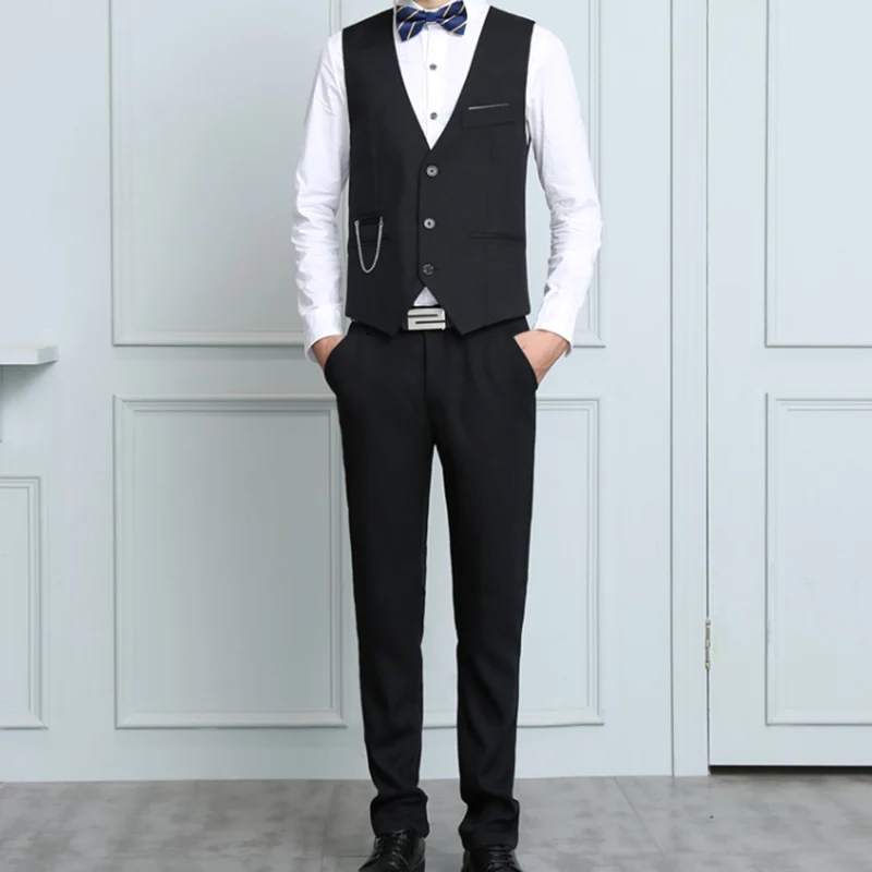 Costumes Homme Gilet Pantalon Blazer Pour Yw197 Pièces Blazers Boucle Manteau Unique Hommes marine Affaires Avec Bleu 3 bourgogne Ensembles Noir pnqrp1R
