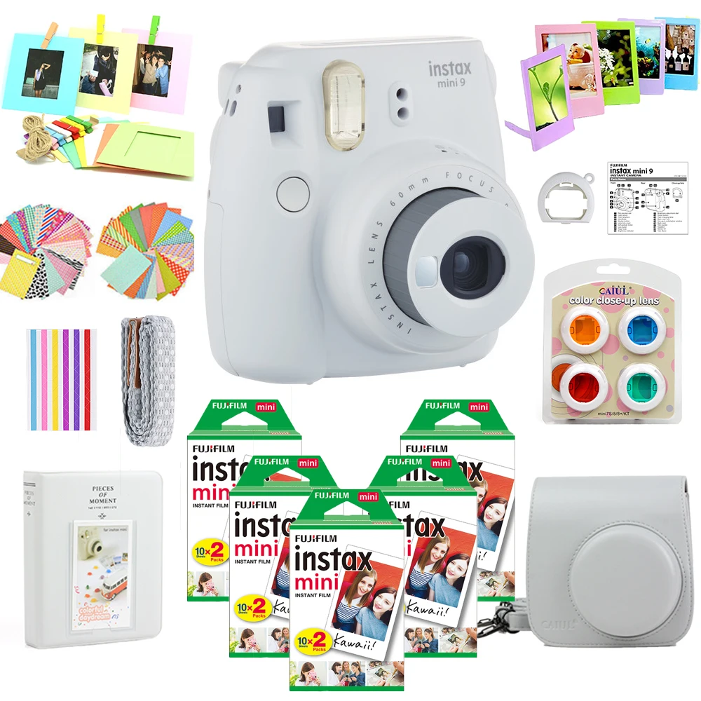 Камера Fujifilm Instax Mini 9 + Fuji 100 фотографий мгновенная Белая Мини пленка Бесплатные