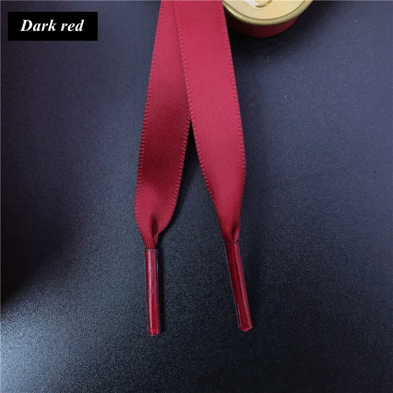 New 15 Color 1 cm Width Satin Silk Ribbon Shoelaces 80/100/120/150 CM Length Sneaker Sport Shoes Lace Drop Shipping S-2 - Цвет: Dark red